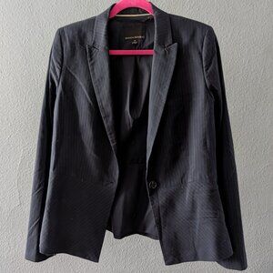 Women's Banana Republic Dark Blue Pinstripe Fitted Blazer Sz 12